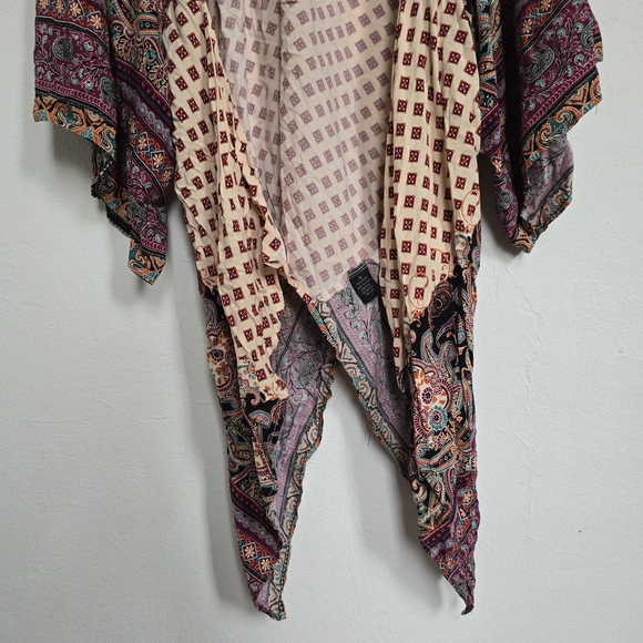 Toxik3 Boho Mixed Print Butterfly Kimono Cardigan Size M Wide Sleeves - Picture 6 of 11